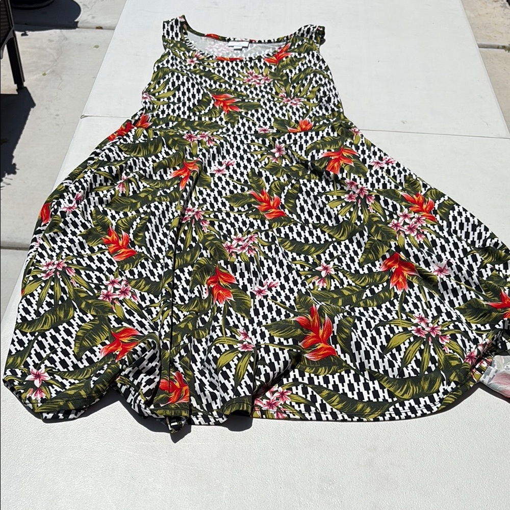 LuLaRoe Black and White Floral Midi Dress